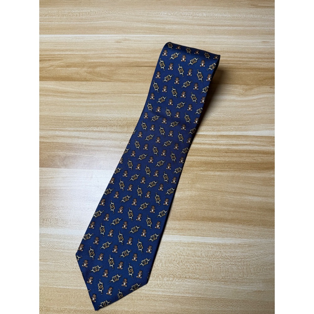 Animal Magic Mens‎ Necktie Tie Silk Blue Bear Print Business